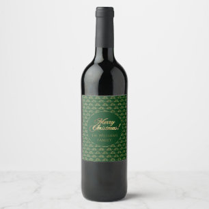 Étiquette Pour Bouteilles De Vin Joyeux Noël Vert Chic Faux Gold Foil Script