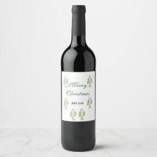 Étiquette Pour Bouteilles De Vin Joyeux Noël vert sapin rouge cerise de Noël