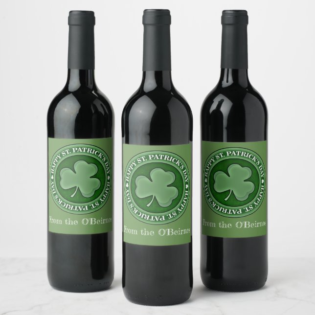 Étiquette Pour Bouteilles De Vin Joyeux Saint Patrick's Day Chance Shamrock Custom (Bouteilles)
