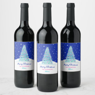 Étiquette Pour Bouteilles De Vin Joyeux sapin rose doux