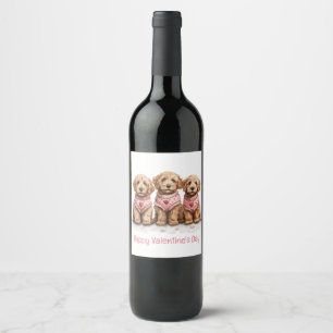 Étiquette Pour Bouteilles De Vin Joyeux Valentines Day Goldendoodle Dogs