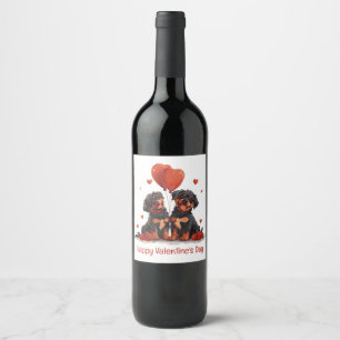 Étiquette Pour Bouteilles De Vin Joyeux Valentines Day Rottweiler Dogs
