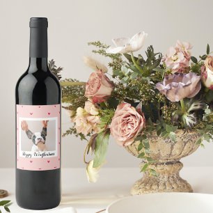 Étiquette Pour Bouteilles De Vin Joyeux Wooflentines Avec Photo Chien Rouge et ro