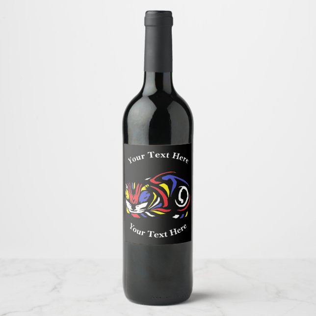 Étiquette Pour Bouteilles De Vin Julie de Graag Gravure sur bois de chat (multicolo (Devant)