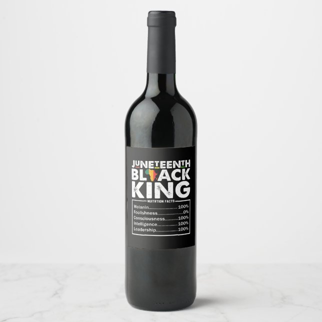 Étiquette Pour Bouteilles De Vin Junetten Black King Faits nutritionnels Melanin (Devant)