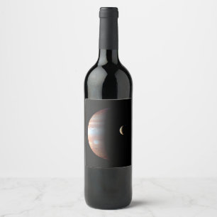 Étiquette Pour Bouteilles De Vin Jupiter Géante gazeuse et Io Lune galiléenne