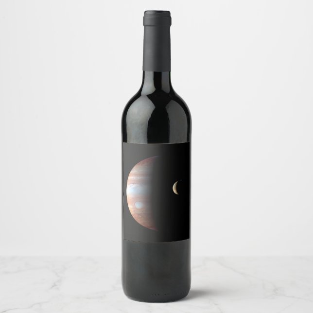 Étiquette Pour Bouteilles De Vin Jupiter Géante gazeuse et Io Lune galiléenne (Devant)