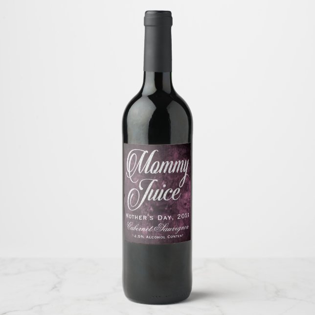 Étiquette Pour Bouteilles De Vin Jus de maman Fête des Mères Raisin Sangria Violet (Devant)