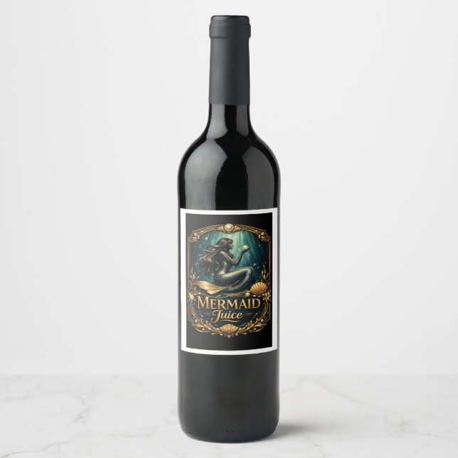 Étiquette Pour Bouteilles De Vin Jus de Sirène Élégant (Devant)