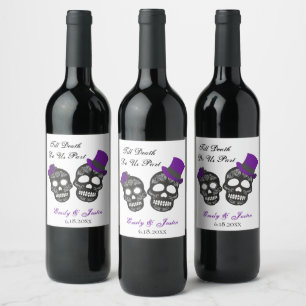 Étiquette Pour Bouteilles De Vin Jusqu'à la mort Faisons-nous partie violet Mariage