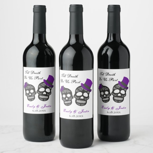 Étiquette Pour Bouteilles De Vin Jusqu'à la mort Faisons-nous partie violet Mariage (Bouteilles)