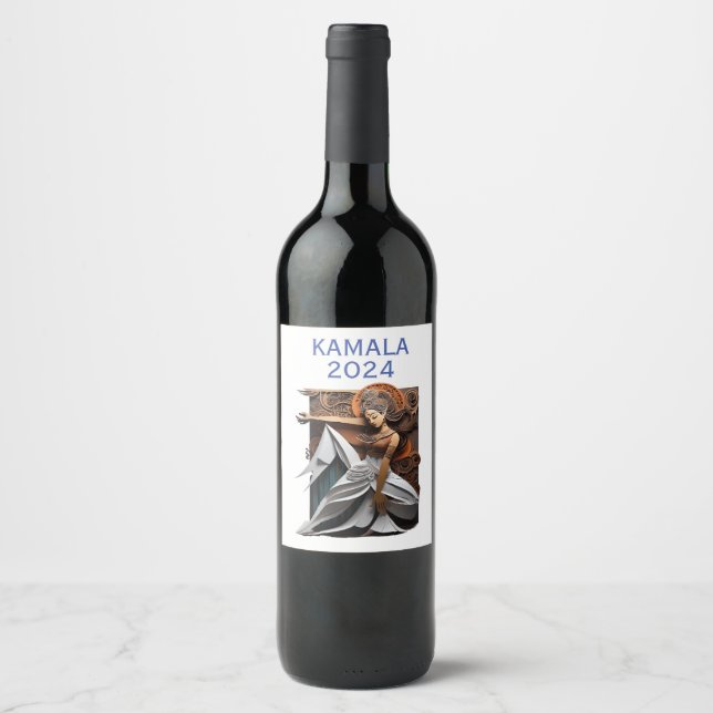 Étiquette Pour Bouteilles De Vin Kamala 2024 pour le président Thunder_Cove (Devant)