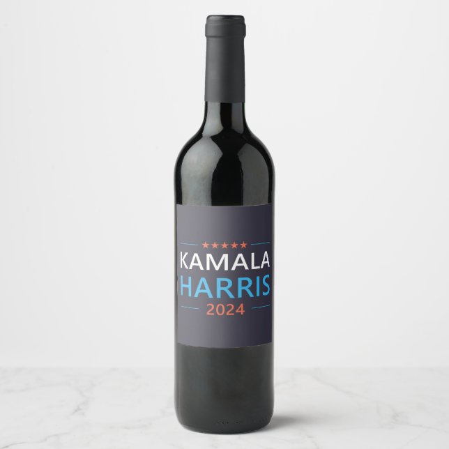 Étiquette Pour Bouteilles De Vin Kamala Harris 2024 pour le président (Devant)