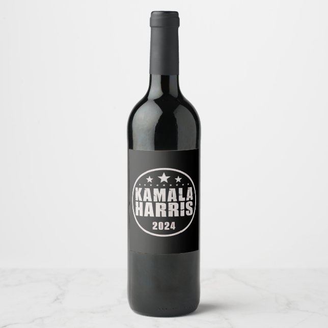 Étiquette Pour Bouteilles De Vin Kamala Harris 2024 Pour Les Élections Rétro Du Pré (Devant)