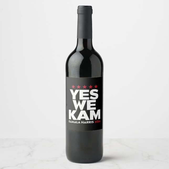 Étiquette Pour Bouteilles De Vin Kamala Harris Oui Nous Kam pour le président améri (Devant)