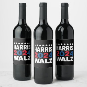 Étiquette Pour Bouteilles De Vin Kamala Harris Walz, Présidente Vice-Présidente