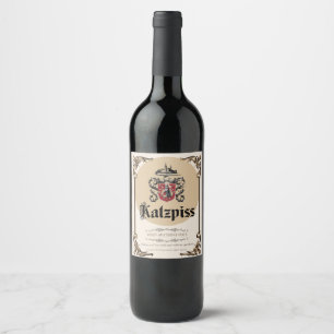 Étiquette Pour Bouteilles De Vin Katzpiss - Allemand Parodie Vintage Étiquette de v