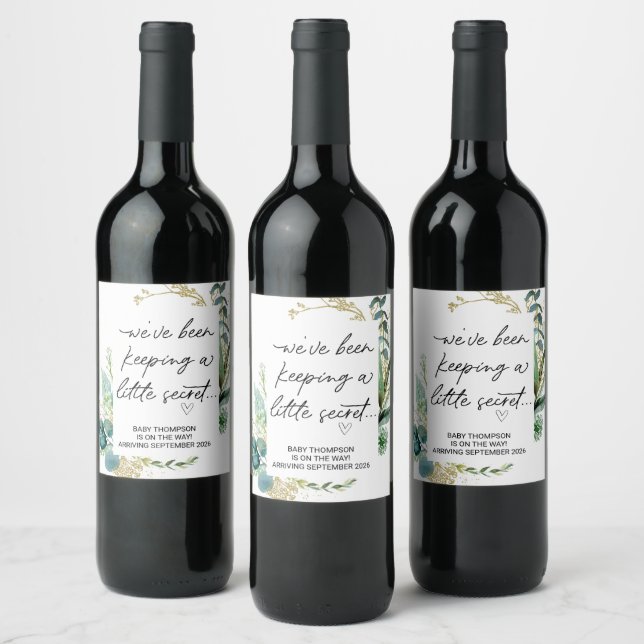Étiquette Pour Bouteilles De Vin Keeping Little Secret Baby Pregnancy Announcement (Bouteilles)