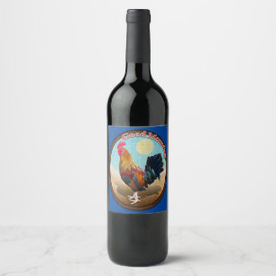 Étiquette Pour Bouteilles De Vin Key West - Coq tzigane Good Morning Vintage Oval