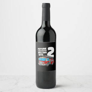 Étiquette Pour Bouteilles De Vin Kids Fire Truck 2 et Birthday 2 Boy Toddler Fire