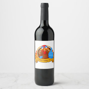 Étiquette Pour Bouteilles De Vin La conception amusante de Thanksgiving de style ca