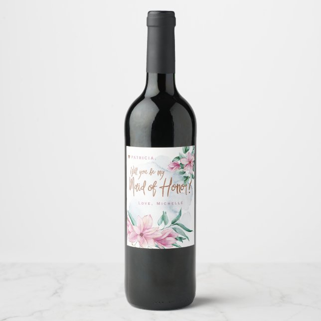 Étiquette Pour Bouteilles De Vin La femme d'honneur vous proposera d'être ma femme  (Devant)