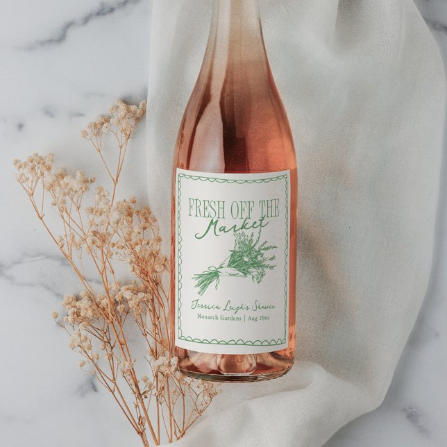 Étiquette Pour Bouteilles De Vin La Fête des mariées verte du marché (Créateur téléchargé)