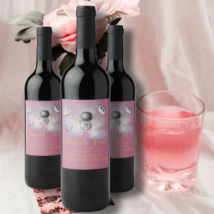 Étiquette Pour Bouteilles De Vin La fille spatiale Astronaut rocket stars Baby show