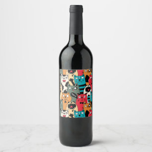 Étiquette Pour Bouteilles De Vin La foule des chats