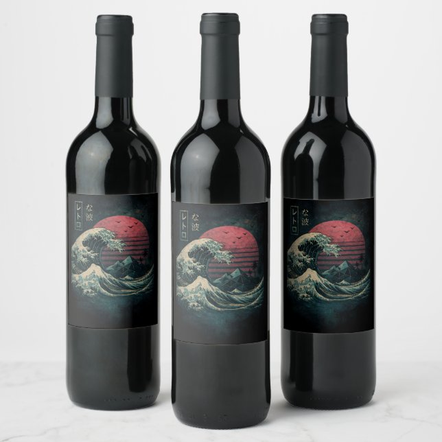 Étiquette Pour Bouteilles De Vin La Grande Classique de la Vague Rétro (Bouteilles)