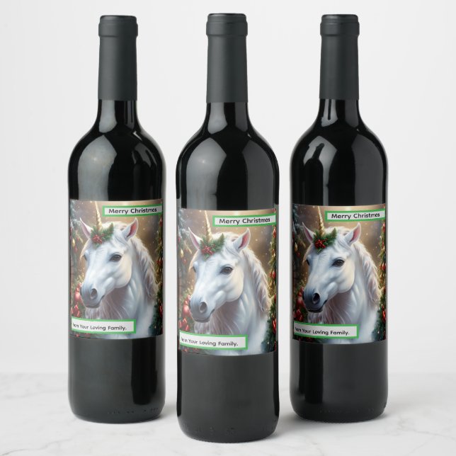 Étiquette Pour Bouteilles De Vin « La Licorne de Noël » (Bouteilles)