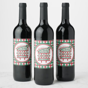 Étiquette Pour Bouteilles De Vin La Marque Rétro du Père Noël – Ho Ho Ho Joyeux & L