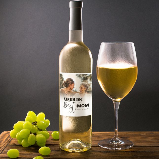 Étiquette Pour Bouteilles De Vin La Meilleure maman de Worlds (Créateur téléchargé)