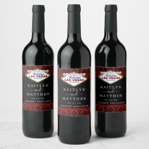 Étiquette Pour Bouteilles De Vin La Parties scintillant Damask Las Vegas Mariage Co