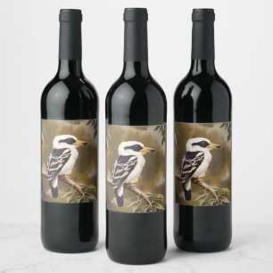 Étiquette Pour Bouteilles De Vin La peinture australienne Kookaburra,