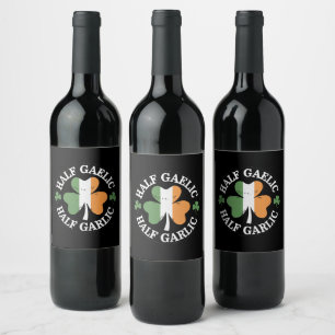 Étiquette Pour Bouteilles De Vin La Saint-Patrick mi-gaélique mi-ail