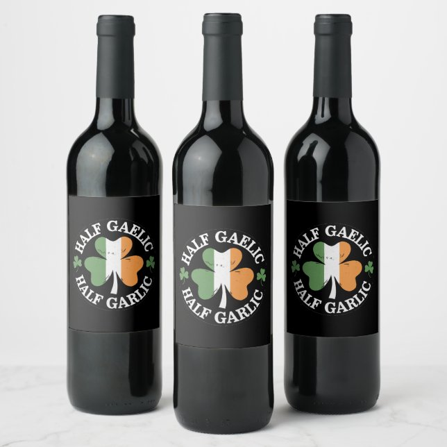 Étiquette Pour Bouteilles De Vin La Saint-Patrick mi-gaélique mi-ail (Bouteilles)