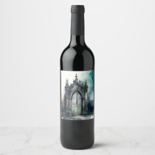 Étiquette Pour Bouteilles De Vin La série de portes du cimetière gothique Design 11