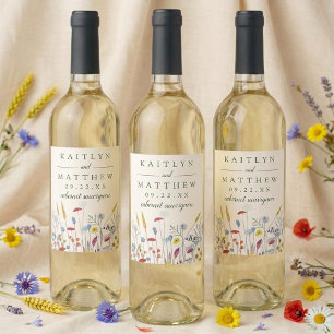 Étiquette Pour Bouteilles De Vin La Suite de Mariage de Prairie de Fleurs Sauvages 