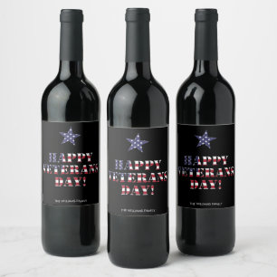 Étiquette Pour Bouteilles De Vin La typographie des étoiles et des rayures Joyeux J