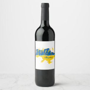 Étiquette Pour Bouteilles De Vin La typographie ukrainienne et l'oreille au blé sur