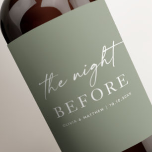 Étiquette Pour Bouteilles De Vin La veille. Dîner de répétition mariage vert