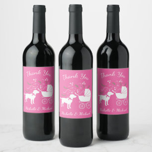 Étiquette Pour Bouteilles De Vin Labrador Dog Baby shower Blue Boy Lab
