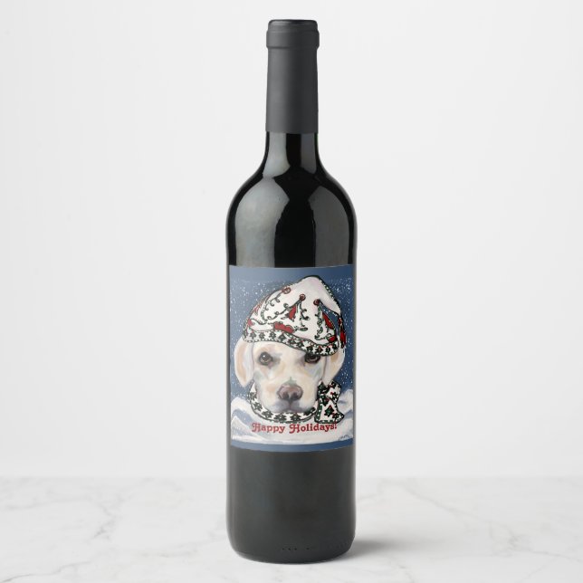 ÉTIQUETTE POUR BOUTEILLES DE VIN LABRADOR RETRIEVER BLANC     (Devant)
