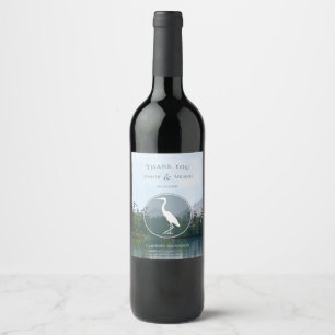 Étiquette Pour Bouteilles De Vin Lac dans les montagnes nature rustique héron maria