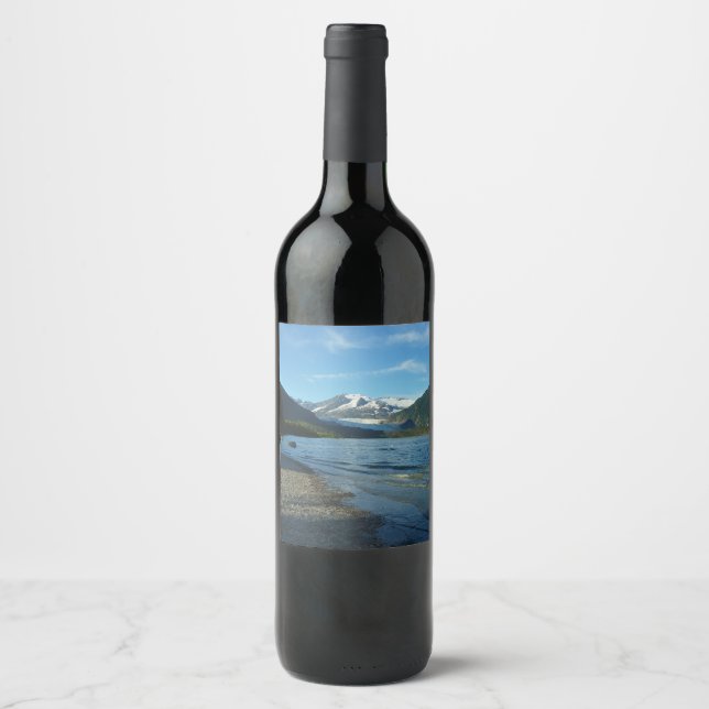Étiquette Pour Bouteilles De Vin Lac Mendenhall dans Juneau Paysage de l'Alaska (Devant)
