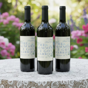 Étiquette Pour Bouteilles De Vin La'été où je me suis mariée Bachelorette Côtière