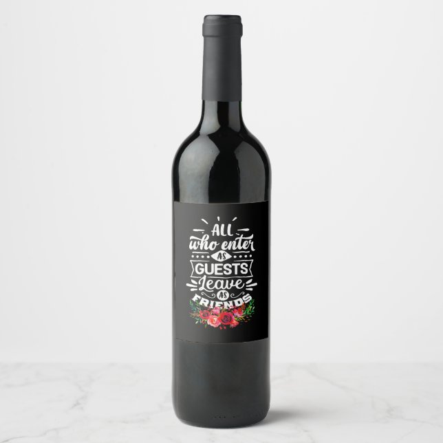 Étiquette Pour Bouteilles De Vin Laisser comme amis (Devant)