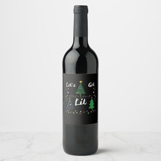 Étiquette Pour Bouteilles De Vin Laissons-nous Lit Drôle Noël Boire Essentiel (Devant)