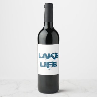 Étiquette Pour Bouteilles De Vin "Lake Life" en bleu déprimé